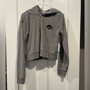 Iowa Terrycloth Cropped Quarter zip Hoodie